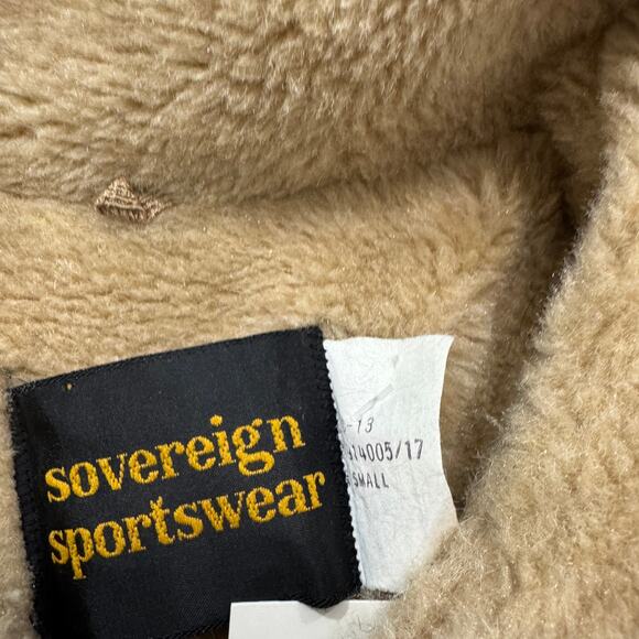 Vintage Sovereign Sportswear Jacket Men's Small Tan Fur Lined Bomber Army Flight - Picture 4 of 7